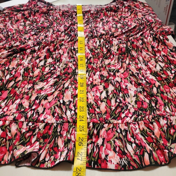 Plus Size 2X 26-28 Babydoll Floral Drawstring Scoop Neck Keyhole Flutter Bottom - Picture 15 of 16